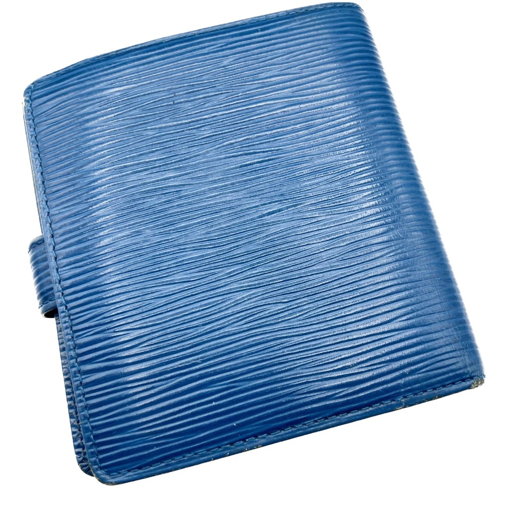 Louis Vuitton Blue Epi Leather Compact BiFold Wallet Unisex Vintage 98 Authentic - Picture 4 of 17